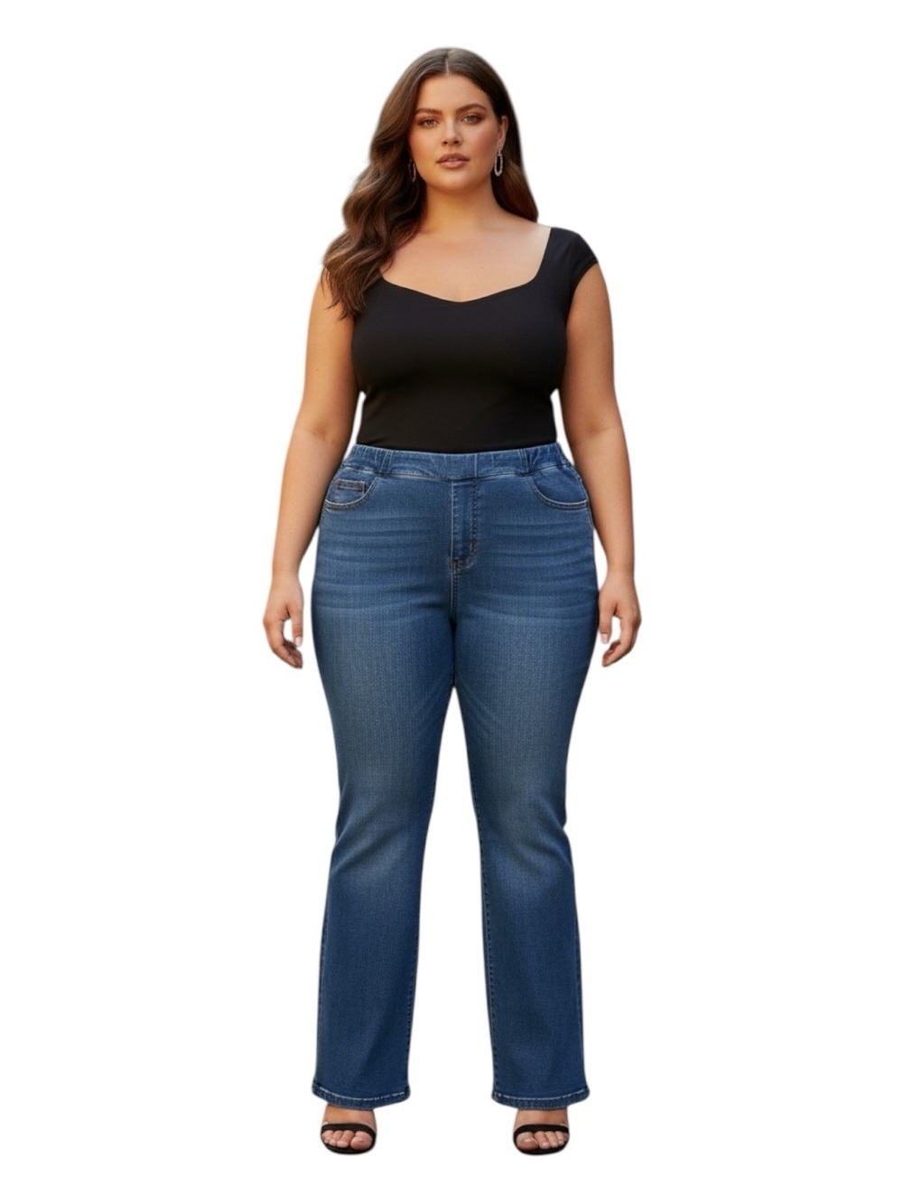 Kim Rogers Plus Size 18 Women's Bootcut Jeans in Medium Blue Wash